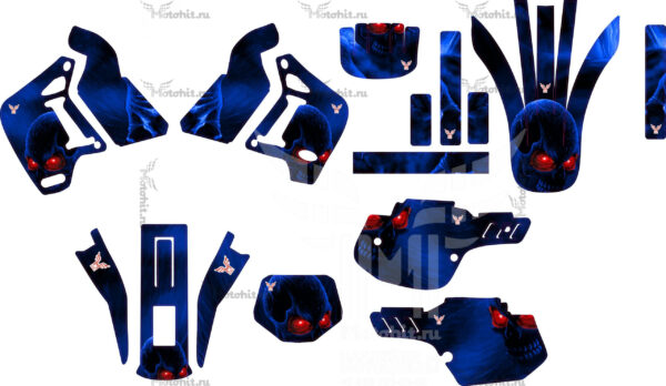 Комплект наклеек на мотоцикл KDX 200 1989-1994 blue-scull