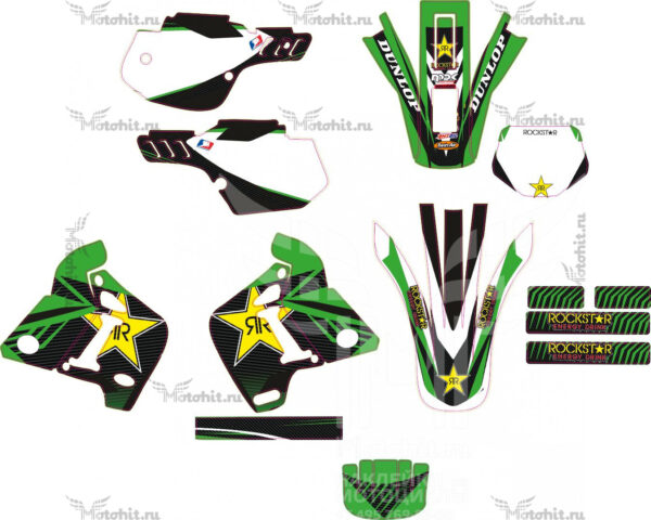 Комплект наклеек на KDX-200 1989-1994 GREEN-BLACK