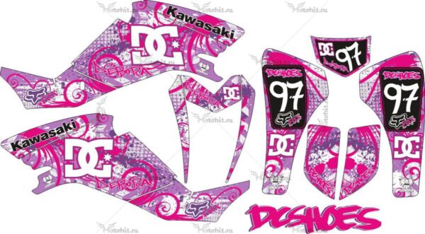 Комплект наклеек Kawasaki KFX-400 DC-SHOES-PINK 2004-2006
