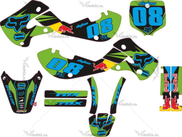 Комплект наклеек Kawasaki KX-65 2000-2017 FOX