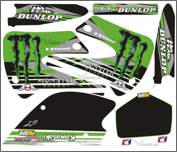 Комплект наклеек Kawasaki KX-85-100 1998-2013 X1-F