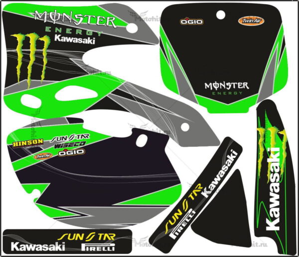 Комплект наклеек Kawasaki KX-125 KX-250 1999-2002 MONSTER