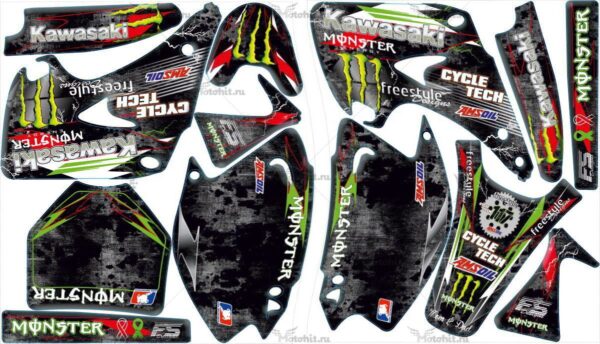 Комплект наклеек KAWASAKI KX-125, KX-250 2003-2008 MONSTER8-STEEL