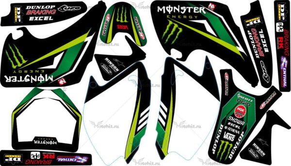 Комплект наклеек Kawasaki KX-125 KX-250 2003-2008 MONSTER11