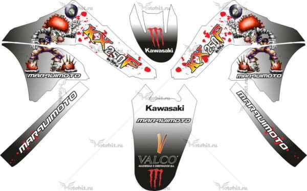 Комплект наклеек Kawasaki KX-250-F MARQUIMOTO 2006-2008