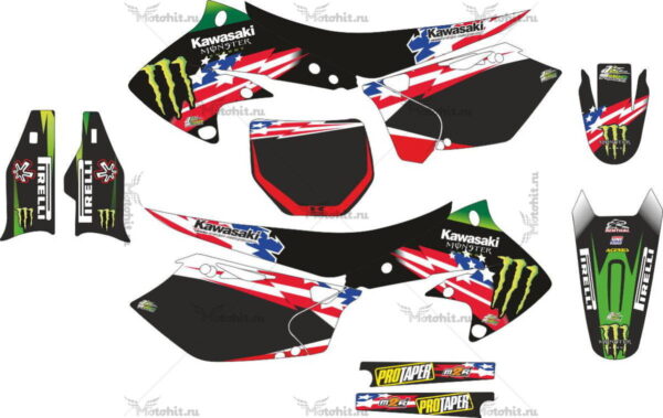 Комплект наклеек Kawasaki KXF-250 2004-2005 NACOES
