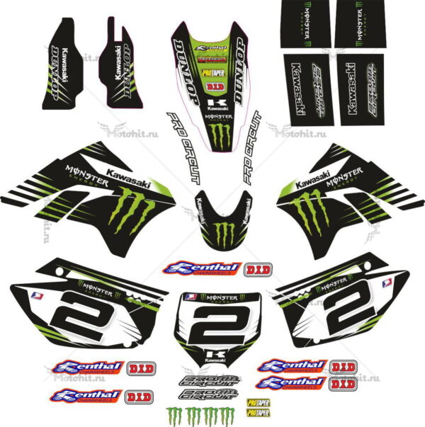 Комплект наклеек Kawasaki KXF-250 2006-2008 VILAPOTO