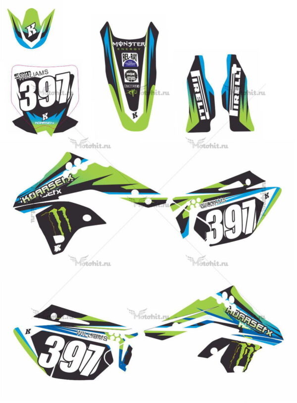 Комплект наклеек Kawasaki KXF-250 2006-2008 WILLIAMS