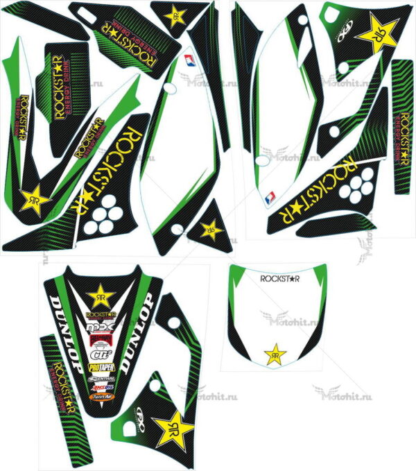Комплект наклеек Kawasaki KXF-250 2009-2012 ROCKSTAR7-CARBON