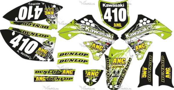 Комплект наклеек Kawasaki KXF-250 DUNLOP 2009-2012