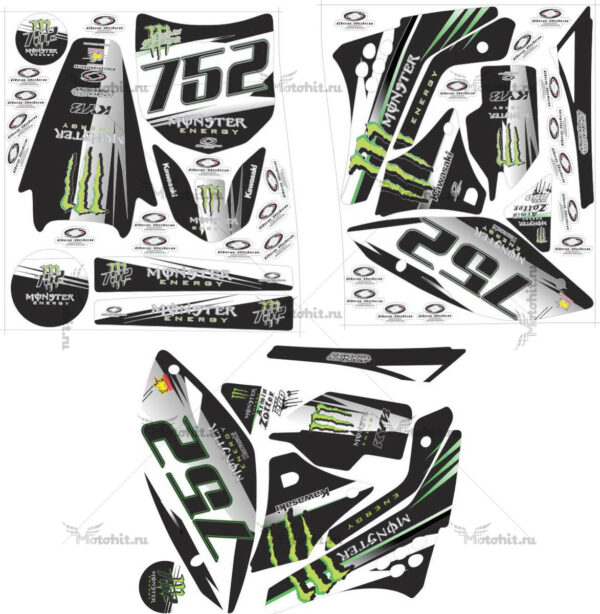 Комплект наклеек Kawasaki KXF-250 MONSTER1 2009-2012