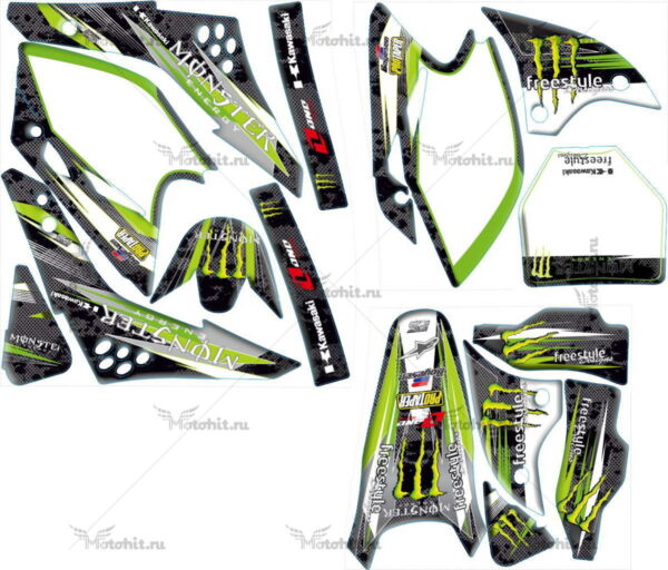 Комплект наклеек Kawasaki KXF-450 2006-2008 MONSTER9-STEEL-VN