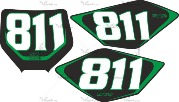 Комплект наклеек Kawasaki KXF-450 2006-2008 NUMBER-PLATES