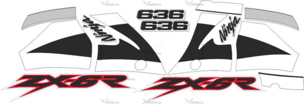 Комплект наклеек Kawasaki ZX-6R 2001-2002