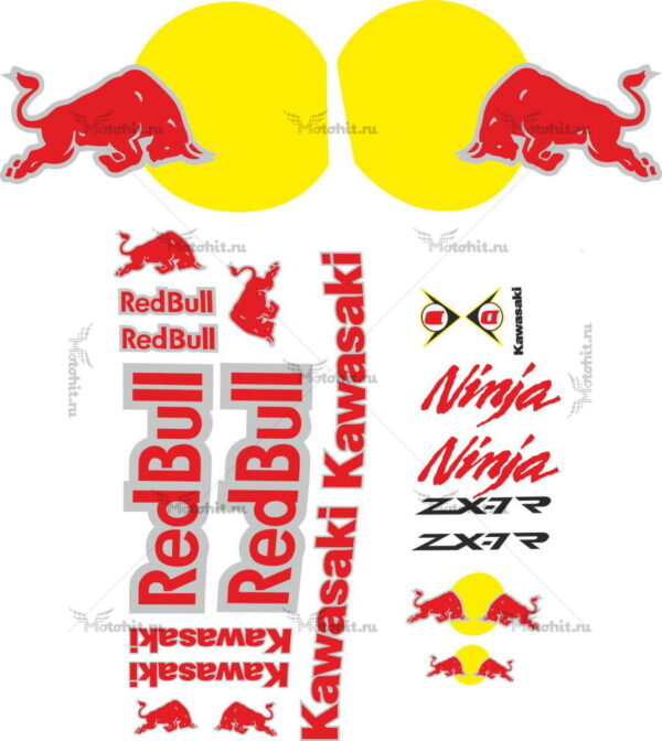 Комплект наклеек Kawasaki ZX-7R REDBULL