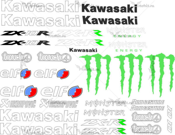Комплект наклеек Kawasaki ZX-10-R MONSTER-ZX-RR