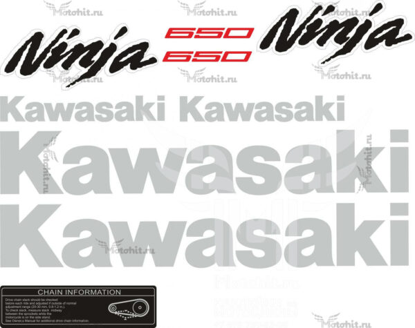 Комплект наклеек KAWASAKI EX-650 EC 2012 FOR BLACK