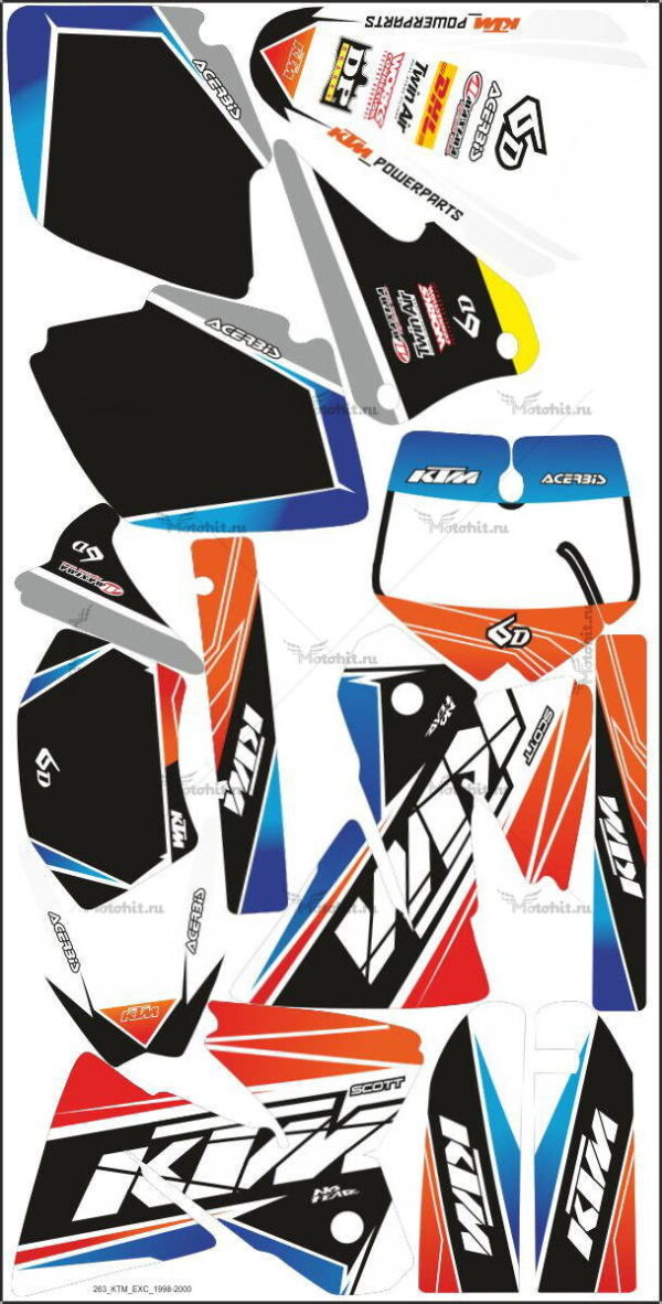 Комплект наклеек KTM EXC 1998-2001