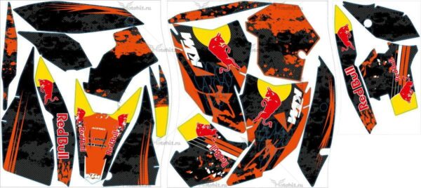 Комплект наклеек KTM EXC 2008-2011 REDBULL4-BLACK