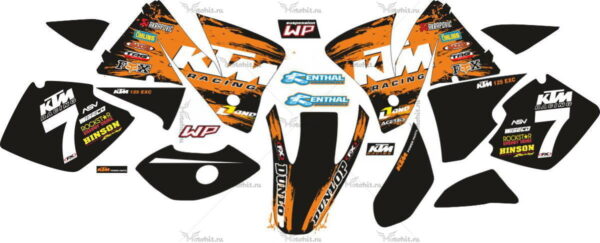 Комплект наклеек KTM EXC-125 2004-2007 RACING