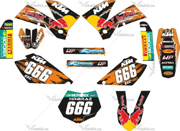 Комплект наклеек KTM EXC-450-666 2004-2007