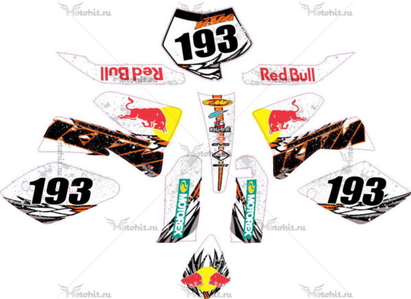 Комплект наклеек KTM EXC-450 SNOW-REDBULL 2004-2007