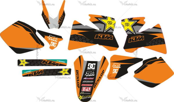 Комплект наклеек KTM EXC-520 1998-2001 ROCK-STAR-PILNAS