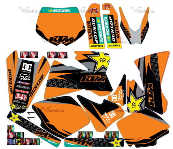 Комплект наклеек KTM EXC-520 1998-2001 ROCK-STAR-PILNAS2