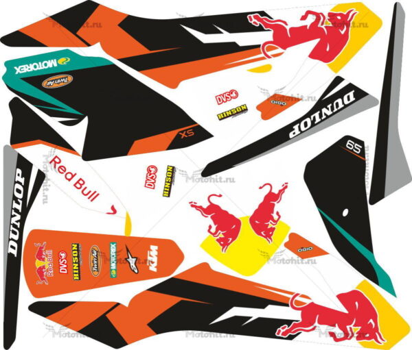 Комплект наклеек KTM SX-65 2016-2019 REDBULL-BLACK