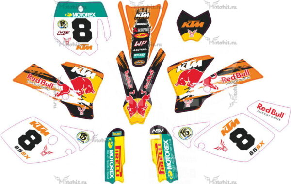 Комплект наклеек KTM SX-65 2002-2008 RED BULL