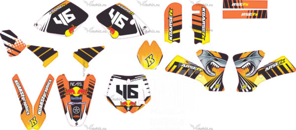 Комплект наклеек KTM SX-65CC 2002-2009 ORANGE SHARK