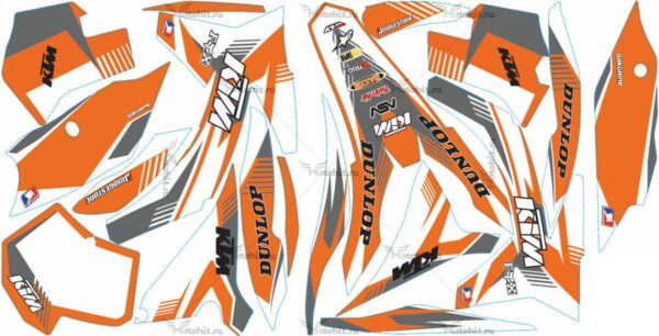 Комплект наклеек KTM SX-125 2011-2013 DUNLOP5-WHITE