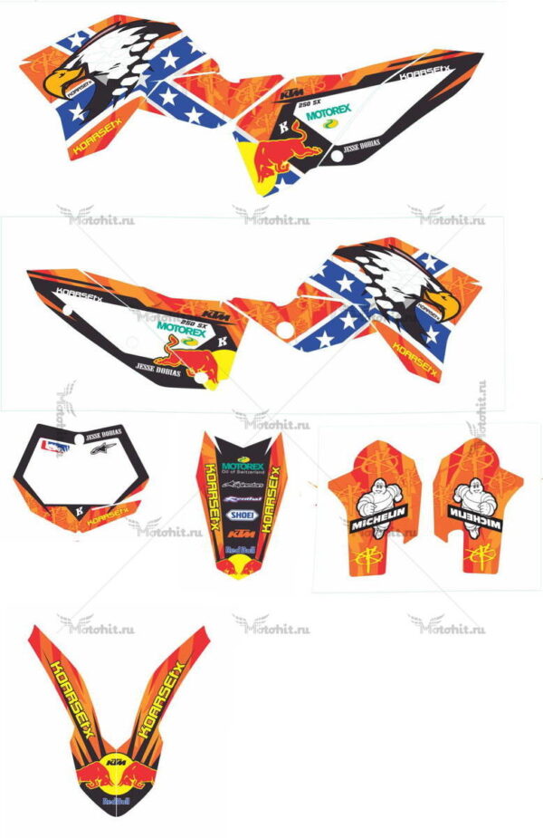 Комплект наклеек KTM SX-250 2007-2010 CONFEDERATE