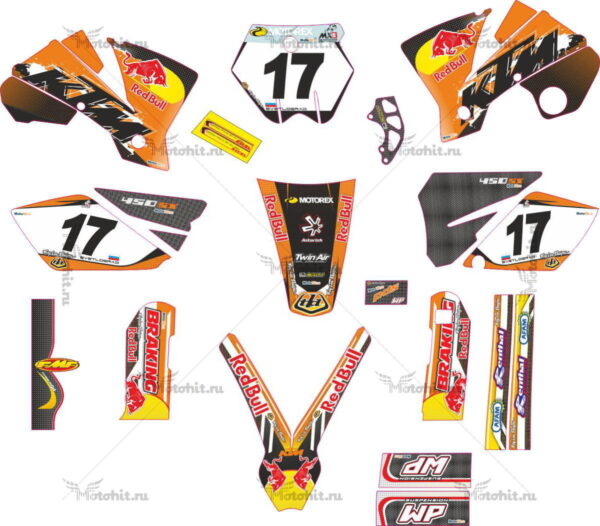 Комплект наклеек KTM SX-450 2004-2006 REDBULL