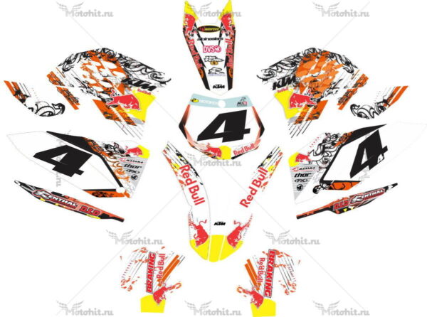 Комплект наклеек KTM SXF 2007-2010 REDBULL-BALTAS
