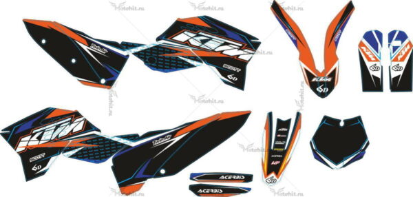 Комплект наклеек KTM SXF-125 SXF-525 2007-2010 BLACK