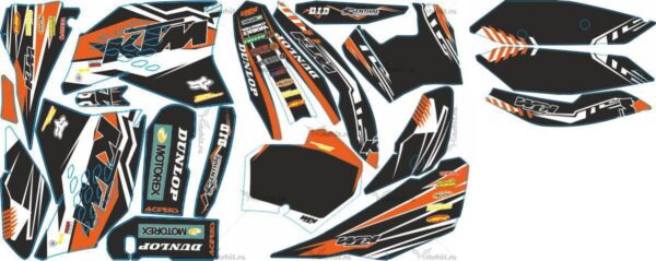 Комплект наклеек KTM SXF-450 2007-2010 Dunlop9-black