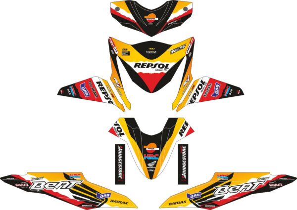 Комплект наклеек на скутер HONDA BEAT-FI REPSOL LAMA