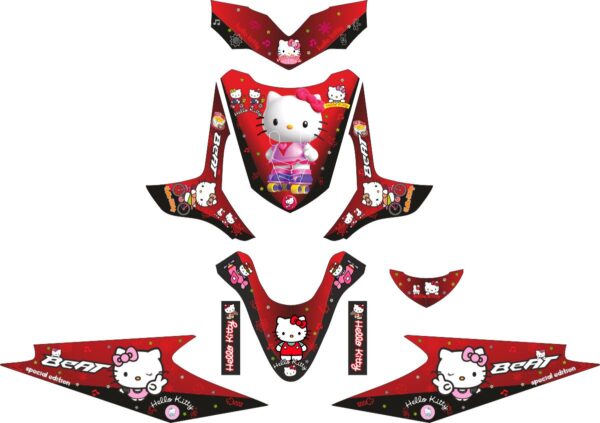 Комплект наклеек на скутер HONDA BEAT HELLO KITTY