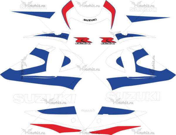 Комплект наклеек SUZUKI GSX-R-750 2001 WHITE-BLUE