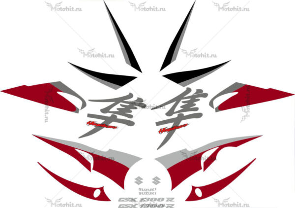Комплект наклеек SUZUKI GSX-R-1300 HAYABUSA 2005-2006 RED-BLACK