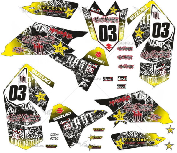 Комплект наклеек SUZUKI LTR-450 HART-HUNTINGTON-YELLOW 2006-2018