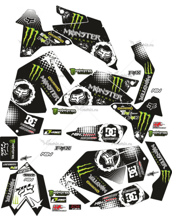 Комплект наклеек SUZUKI LTR-450 MONSTER-BLACK-NET 2006-2018