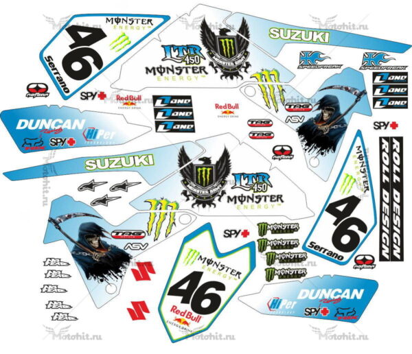 Комплект наклеек SUZUKI LTR-450 MONSTER-DEATH 2006-2018
