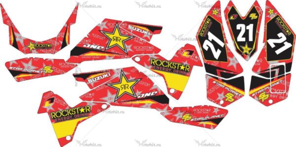 Комплект наклеек SUZUKI LTR-450 ROCKSTAR-RED-SILVER 2006-2018
