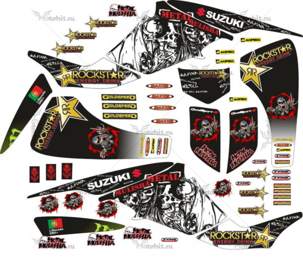 Комплект наклеек SUZUKI LTZ-400 ROCKSTAR-METAL-MULISHA 2003-2008