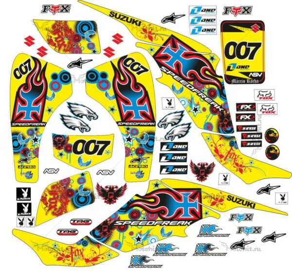 Комплект наклеек SUZUKI LTZ-400 SPEEDFREAK-YELLOW-BLUE 2003-2008