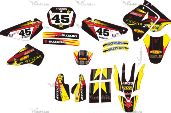 Комплект наклеек на мотоцикл SUZUKI RM-80-85 2000-2016 black-yellow