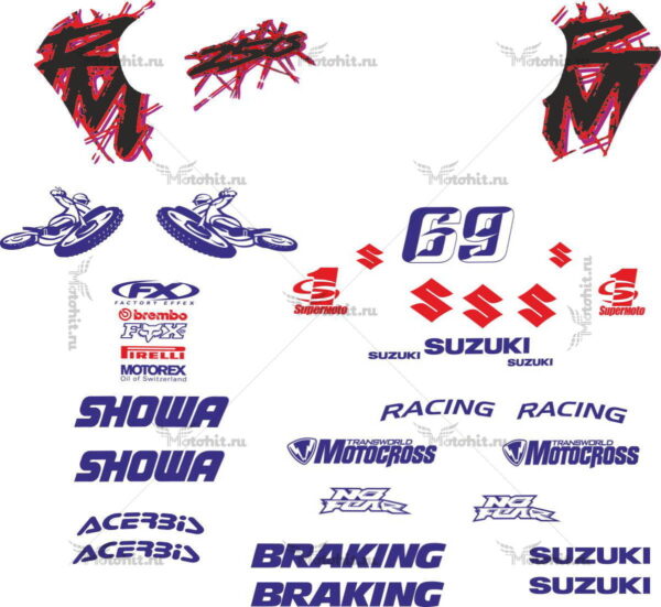 Комплект наклеек SUZUKI RM-250 1993-1994