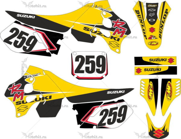 Комплект наклеек SUZUKI RM-125 RM-250 1996-1998 PADRAO